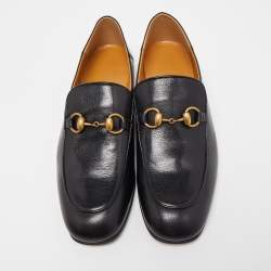 Pre Owned Gucci Black Leather Jordaan Loafers Size 40