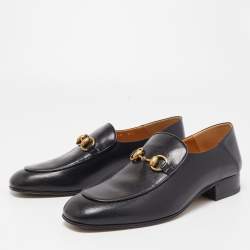 Pre Owned Gucci Black Leather Jordaan Loafers Size 40