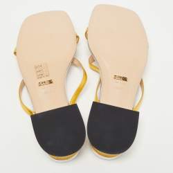 Gucci Metallic Gold/Silver Leather Alison Bow Slide Flats Size 38.5