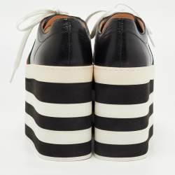 مملوكة مسبقًا Gucci Black Leather Peggy Platform Sneakers Size 38.5