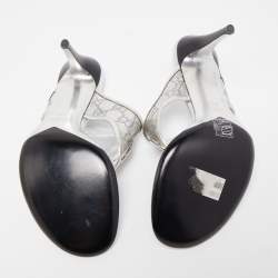 Pre Owned Gucci Silver Guccissima Leather Interlocking G Thong Sandals Size 40