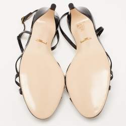 Gucci Black Patent Slingback Sandals Size 39  