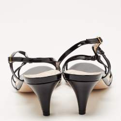Gucci Black Patent Slingback Sandals Size 39  