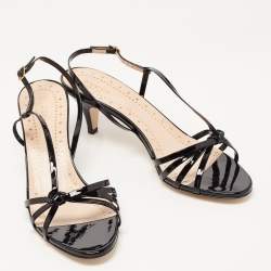 Gucci Black Patent Slingback Sandals Size 39  