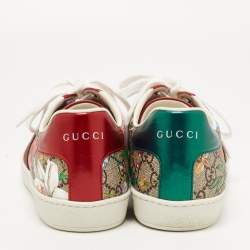 Gucci Multicolor Canvas and Leather Flower Print  Ace  Low Top Sneakers Size 39