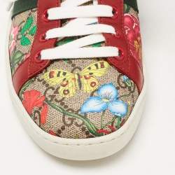 Gucci Multicolor Canvas and Leather Flower Print  Ace  Low Top Sneakers Size 39