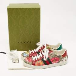 Gucci Multicolor Canvas and Leather Flower Print  Ace  Low Top Sneakers Size 39