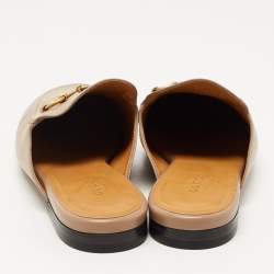 Gucci Brown Leather Princetown  Mules Size 37.5 