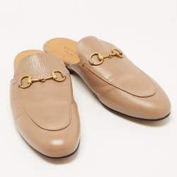 Gucci Brown Leather Princetown  Mules Size 37.5 