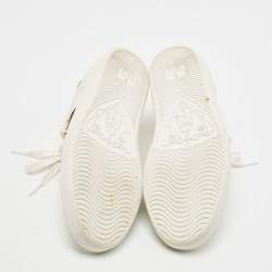 Gucci White Leather Ace Web Faux Pearl Embellished Low Top Sneakers Size 37