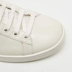 Gucci White Leather Ace Web Faux Pearl Embellished Low Top Sneakers Size 37
