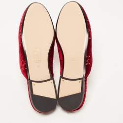 Pre Owned Gucci Pink GG Velvet Princetown Flat Mules Size 38