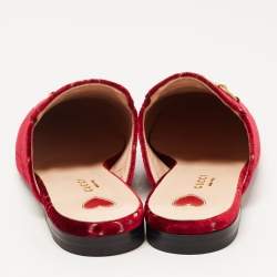 Pre Owned Gucci Pink GG Velvet Princetown Flat Mules Size 38