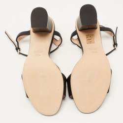 Gucci Black Leather Horsebit Ankle Strap Sandals Size 36.5