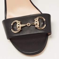 Gucci Black Leather Horsebit Ankle Strap Sandals Size 36.5