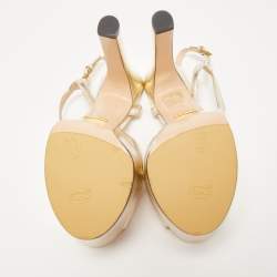 مملوكة مسبقًا Gucci Gold Leather Angel Sandals Size 36