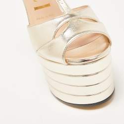 مملوكة مسبقًا Gucci Gold Leather Angel Sandals Size 36