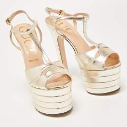 مملوكة مسبقًا Gucci Gold Leather Angel Sandals Size 36