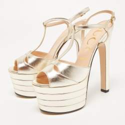 مملوكة مسبقًا Gucci Gold Leather Angel Sandals Size 36