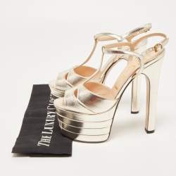 مملوكة مسبقًا Gucci Gold Leather Angel Sandals Size 36