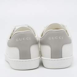 Gucci White Perforated Interlocking G Leather Ace Low Top Sneakers Size 38