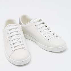 Gucci White Perforated Interlocking G Leather Ace Low Top Sneakers Size 38