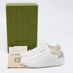 Gucci White Perforated Interlocking G Leather Ace Low Top Sneakers Size 38