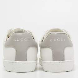 Gucci White Perforated Interlocking G Leather Ace Low Top Sneakers Size 37.5