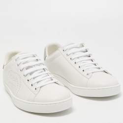 Gucci White Perforated Interlocking G Leather Ace Low Top Sneakers Size 37.5