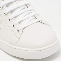 Gucci White Perforated Interlocking G Leather Ace Low Top Sneakers Size 37.5