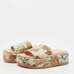 Gucci Multicolor Canvas GG Flora Platform Slides Size 36