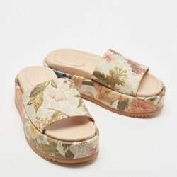Gucci Multicolor Canvas GG Flora Platform Slides Size 36