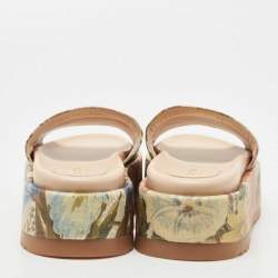 Gucci Multicolor Canvas GG Flora Platform Slides Size 36
