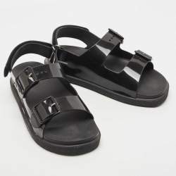 Pre Owned Gucci Black Rubber Isla Slingback Sandals Size 40