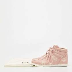 Gucci Pink Leather GG Ghost Graffiti High Top Sneakers Size 36