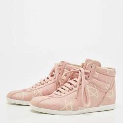Gucci Pink Leather GG Ghost Graffiti High Top Sneakers Size 36