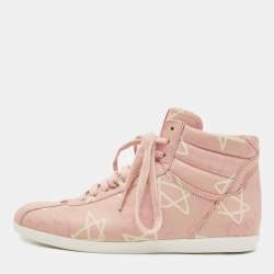 Gucci Pink Leather GG Ghost Graffiti High Top Sneakers Size 36
