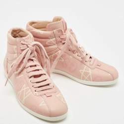 Gucci Pink Leather GG Ghost Graffiti High Top Sneakers Size 36