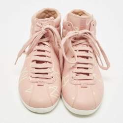 Gucci Pink Leather GG Ghost Graffiti High Top Sneakers Size 36