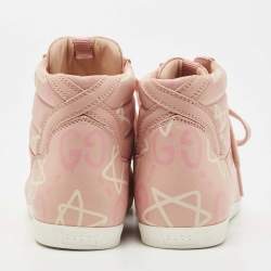 Gucci Pink Leather GG Ghost Graffiti High Top Sneakers Size 36