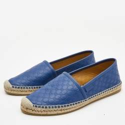 Pre Owned Gucci Blue Microguccissima Leather Espadrilles Size 37