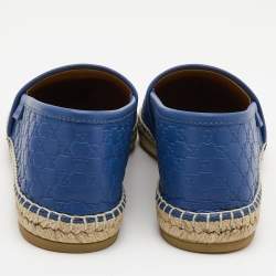 Pre Owned Gucci Blue Microguccissima Leather Espadrilles Size 37