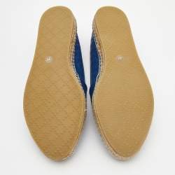 Pre Owned Gucci Blue Microguccissima Leather Espadrilles Size 37