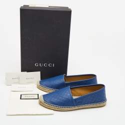 Pre Owned Gucci Blue Microguccissima Leather Espadrilles Size 37