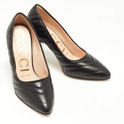 Pre Owned Gucci Black Matelasse Leather Pumps Size 36