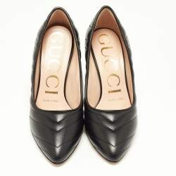 Pre Owned Gucci Black Matelasse Leather Pumps Size 36