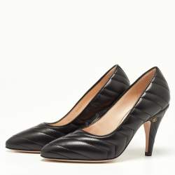 Pre Owned Gucci Black Matelasse Leather Pumps Size 36