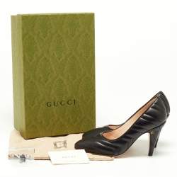 Pre Owned Gucci Black Matelasse Leather Pumps Size 36