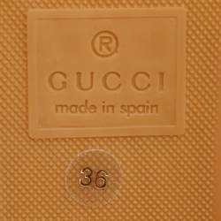 Pre Owned Gucci Beige/Black GG Supreme Canvas and Leather Bee Espadrilles Size 36