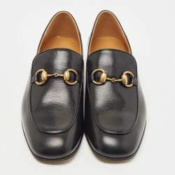 Pre Owned Gucci Black Leather Jordaan Slip On Loafers Size 38.5